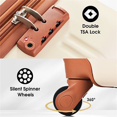 Hardshell Luggage Sets 2Pcs + Bag,ABS Spinner Suitcase with TSA Lock,20"/24" Expandable,360° Spinner