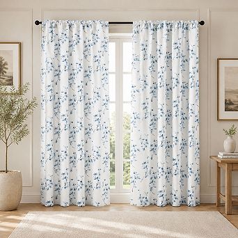 Kate Aurora 1 pc Printed Cherry Blossom Rod Pocket Window Curtain Panel