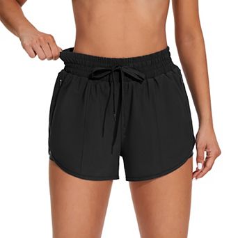 Charmo Women Quick Dry Elastic Waist Drawstring Swim Shorts with Liner