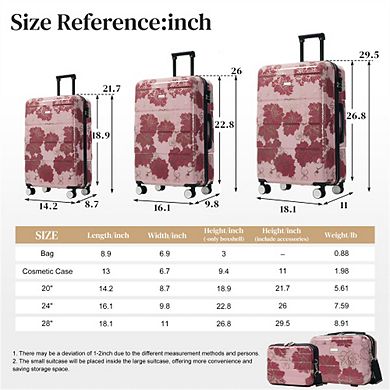 Luggage Sets PC 5Pcs - Hardside Lightweight Durable 20"/24"/28" with 8"/14" Cases, Lock, Spinner