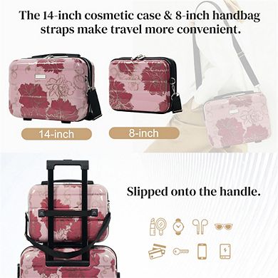 Luggage Sets PC 5Pcs - Hardside Lightweight Durable 20"/24"/28" with 8"/14" Cases, Lock, Spinner