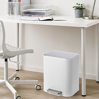 Volkmi Modern Stainless Steel Rectangular Trash Can, Step-On Pedal, Removable Inner Bucket