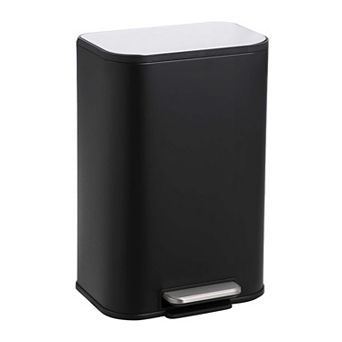 Volkmi Modern Stainless Steel Rectangular Trash Can, Step-On Pedal, Removable Inner Bucket
