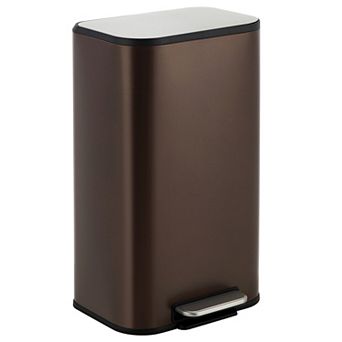 Volkmi Modern Stainless Steel Rectangular Trash Can, Step-On Pedal, Removable Inner Bucket