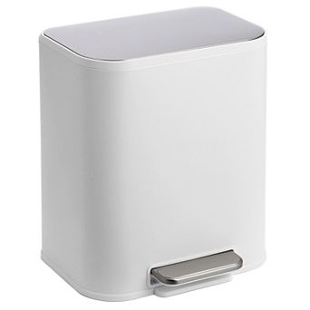 Volkmi Modern Stainless Steel Rectangular Trash Can, Step-On Pedal, Removable Inner Bucket