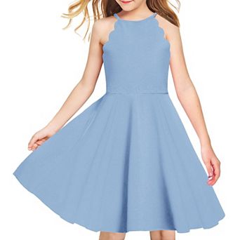 Arshiner Girls Dress Halter Neck Summer Sundress Sleeveless Elegant Aline Pockets Party Dress