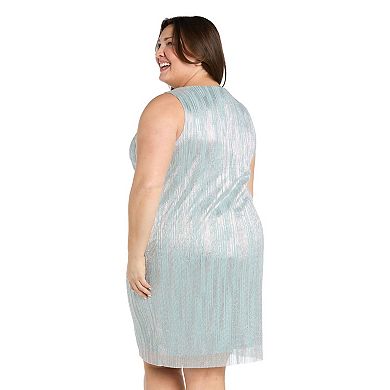 Plus Size R&M Richards Chiffon Jacket with Beaded Neckline Shift Dress