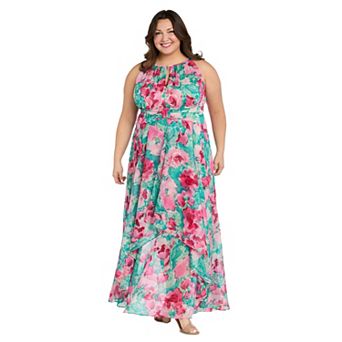 Plus Size R&M Richards Floral Halter Maxi Dress