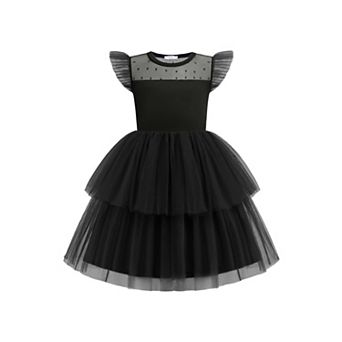 Arshiner Toddler Girls Tutu Sundress Ruffle Sleeve Double Fluffy Tiered Tulle Summer Dresses