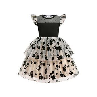 Arshiner Toddler Girls Tutu Sundress Ruffle Sleeve Double Fluffy Tiered Tulle Summer Dresses