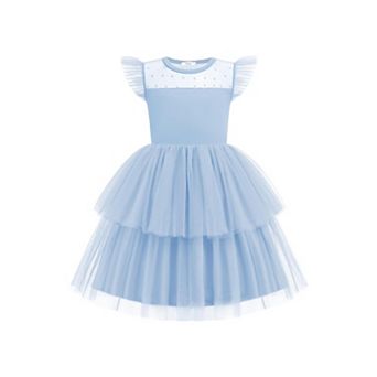Arshiner Toddler Girls Tutu Sundress Ruffle Sleeve Double Fluffy Tiered Tulle Summer Dresses