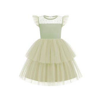 Arshiner Toddler Girls Tutu Sundress Ruffle Sleeve Double Fluffy Tiered Tulle Summer Dresses