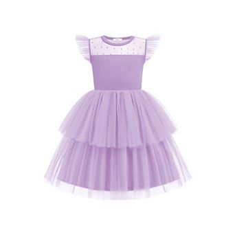 Arshiner Toddler Girls Tutu Sundress Ruffle Sleeve Double Fluffy Tiered Tulle Summer Dresses