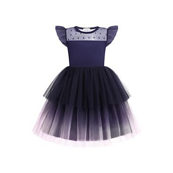 Arshiner Toddler Girls Tutu Sundress Ruffle Sleeve Double Fluffy Tiered Tulle Summer Dresses