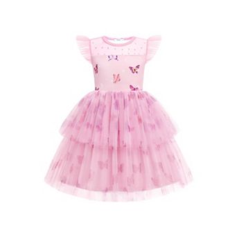 Arshiner Toddler Girls Tutu Sundress Ruffle Sleeve Double Fluffy Tiered Tulle Summer Dresses