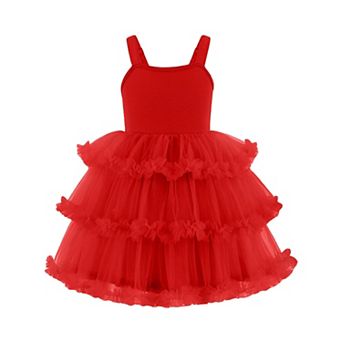 Arshiner Toddler Girls Tulle Dress Tiered Ruffle Fluffy Spaghetti Straps Tutu Dresses Summer Clothes