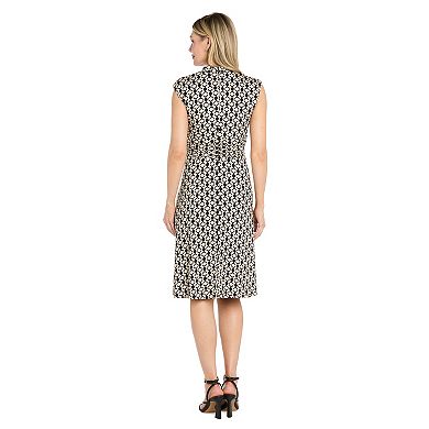 Petite R&M Richards Printed Jersey Ruched Waist A-Line Dress