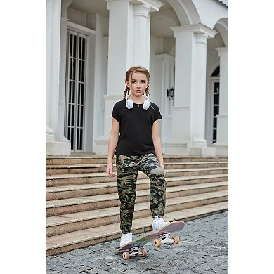 Arshiner Girls Clothes Piece Summer Outfits Drop Shoulder Top Pullover Sweatpants Jogger Set
