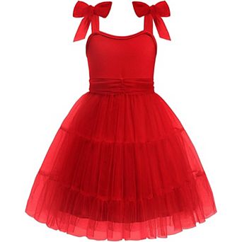 Arshiner Girls Dresses Summer Sleeveless Bowtie Straps Formal Fancy Party Birthday Tulle Dress