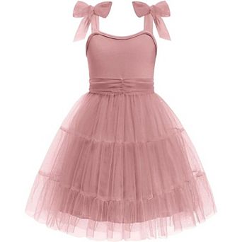 Arshiner Girls Dresses Summer Sleeveless Bowtie Straps Formal Fancy Party Birthday Tulle Dress
