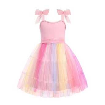 Arshiner Girls Dresses Summer Sleeveless Bowtie Straps Formal Fancy Party Birthday Tulle Dress