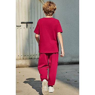 Arshiner Boys Pants Set Piece Short Sleeve Tshirt And Active Pants Casual Clothing