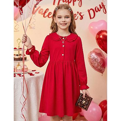 Arshiner Girls Fall Dresses Long Sleeve Casual Spring Midi Dress