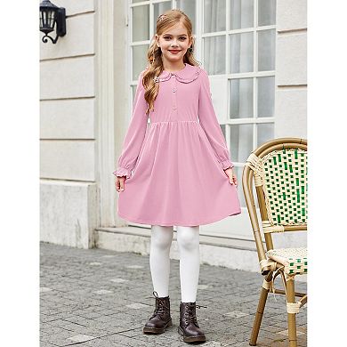 Arshiner Girls Fall Dresses Long Sleeve Casual Spring Midi Dress