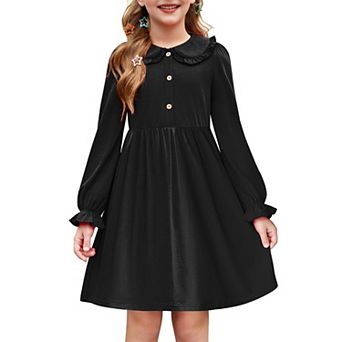 black dress for girls Black Wednesday Dress for Girls 8-12 AGE 34075PR