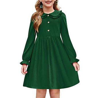 Arshiner Girls Fall Dresses Long Sleeve Casual Spring Midi Dress