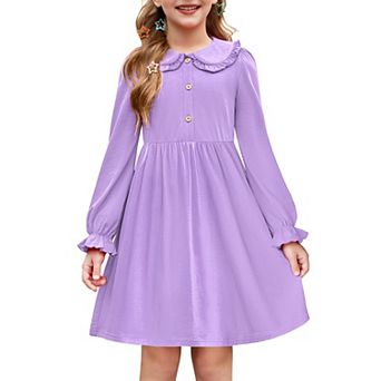 Arshiner Girls Fall Dresses Long Sleeve Casual Spring Midi Dress