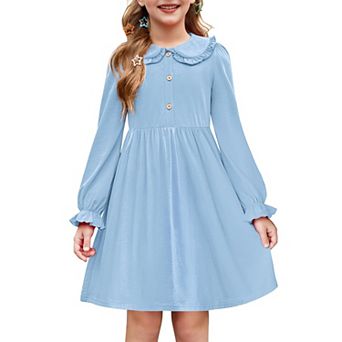 Arshiner Girls Fall Dresses Long Sleeve Casual Spring Midi Dress