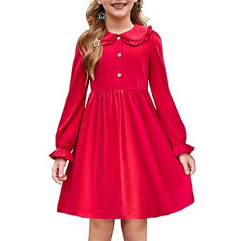 Arshiner Girls Fall Dresses Long Sleeve Casual Spring Midi Dress