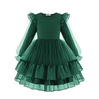 Arshiner Toddler Girls Tiered Tutu Dress Fall Formal Party Birthday Princess Long Sleeve Tulle