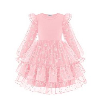 Arshiner Toddler Girls Tiered Tutu Dress Fall Formal Party Birthday Princess Long Sleeve Tulle