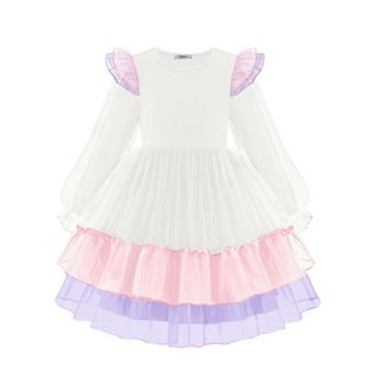 Arshiner Toddler Girls Tiered Tutu Dress Fall Formal Party Birthday Princess Long Sleeve Tulle