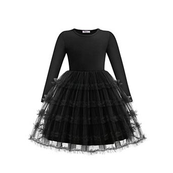 Arshiner Toddler Tutu Dress Girls Long Sleeve Fall Winter Ruffle Tiered Holiday Party Tulle Dresses