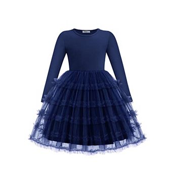 Arshiner Toddler Tutu Dress Girls Long Sleeve Fall Winter Ruffle Tiered Holiday Party Tulle Dresses