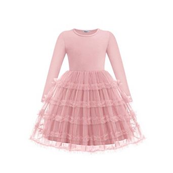 Arshiner Toddler Tutu Dress Girls Long Sleeve Fall Winter Ruffle Tiered Holiday Party Tulle Dresses