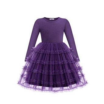 Arshiner Toddler Tutu Dress Girls Long Sleeve Fall Winter Ruffle Tiered Holiday Party Tulle Dresses