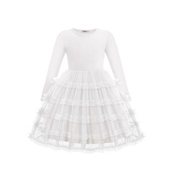 Arshiner Toddler Tutu Dress Girls Long Sleeve Fall Winter Ruffle Tiered Holiday Party Tulle Dresses