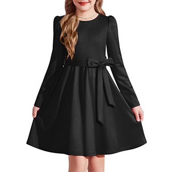 Arshiner Girls Dress Long Sleeve Knee Length Elegant Tween Dress