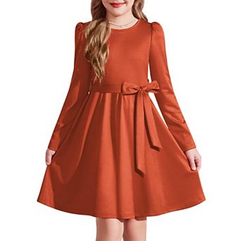 Arshiner Girls Dress Long Sleeve Knee Length Elegant Tween Dress