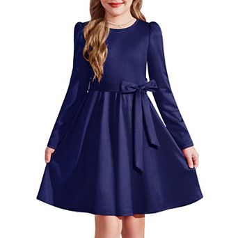 Arshiner Girls Dress Long Sleeve Knee Length Elegant Tween Dress