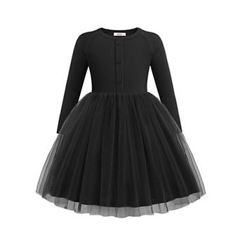 Arshiner Toddler Girls Tutu Dress Long Sleeve Fall Winter Button Front Party