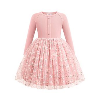 Arshiner Toddler Girls Tutu Dress Long Sleeve Fall Winter Button Front Party