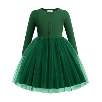 Arshiner Toddler Girls Tutu Dress Long Sleeve Fall Winter Button Front Party