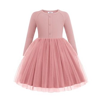 Arshiner Toddler Girls Tutu Dress Long Sleeve Fall Winter Button Front Party