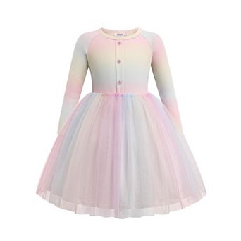 Arshiner Toddler Girls Tutu Dress Long Sleeve Fall Winter Button Front Party