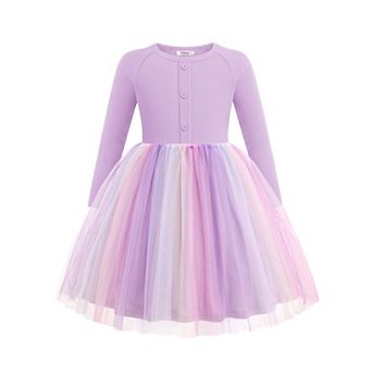 Arshiner Toddler Girls Tutu Dress Long Sleeve Fall Winter Button Front Party